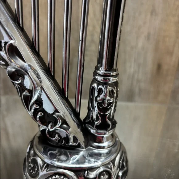 Vintage Beautiful Gothic Harp Candle Holder Silver Plate 11.5” - Picture 5 of 16